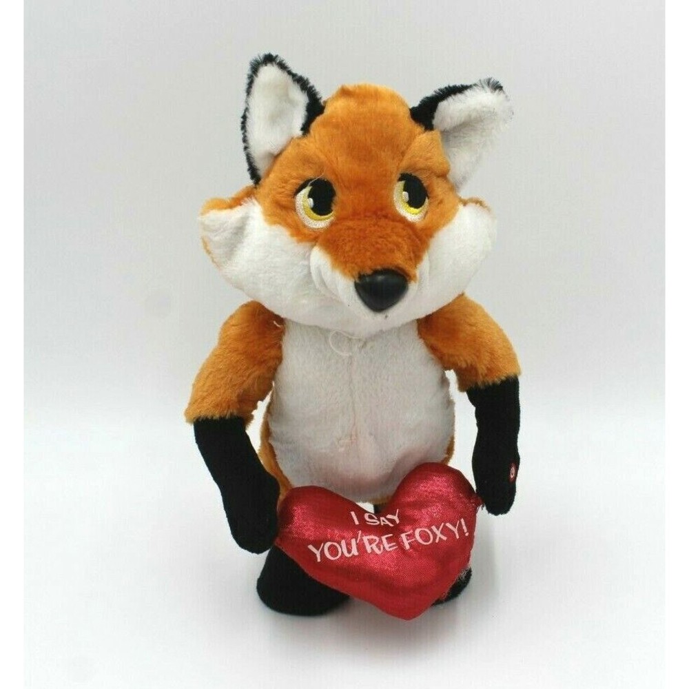 Gemmy Fox Animated Singing Dancing Valentine Heart Foxy Plush Toy Doll Works!!